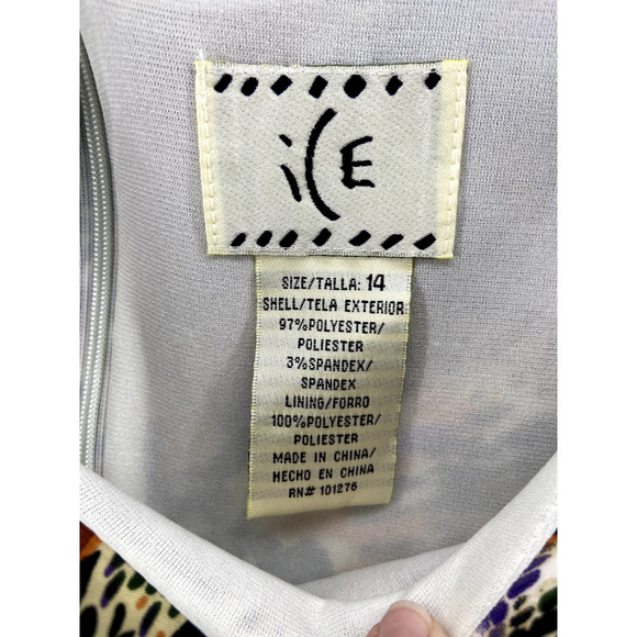 ICE Dress Womens Size 14 Brown Animal Print Multicolor Sleeveless Lined Contrast - Picture 7 of 11